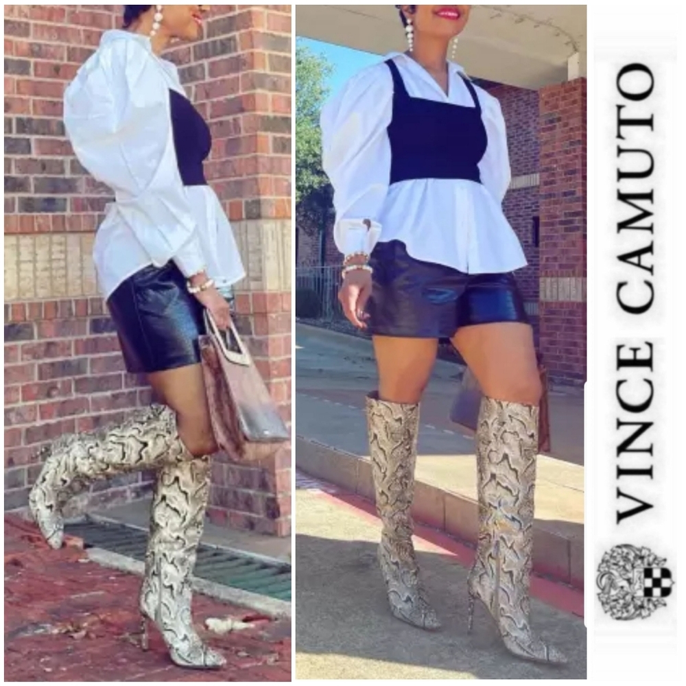 Fierce Vince Camuto Croc Embossed Leather Boots